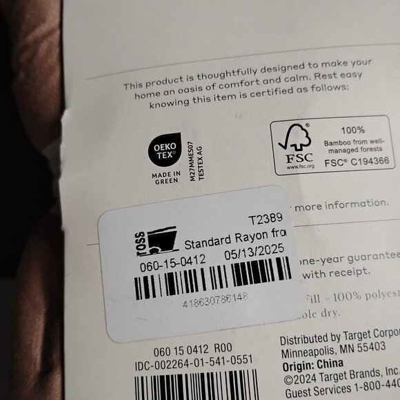 New Casaluna Standard Blissful Pillow Sham Rayon From Bamboo Quilt - Picture 5 of 5